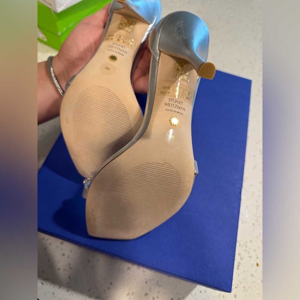 Stuart Weitzman Women's Nudist Vow Crystal Heel Sandals Size - Picture 6 of 11